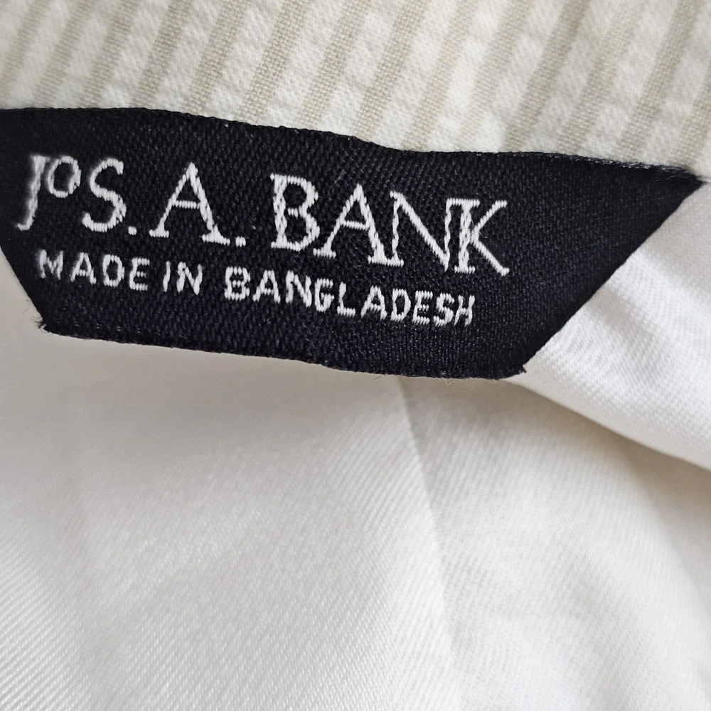Jos A Bank Seersucker Stays Cool Beige Striped Sport Blazer Jacket Mens 46L